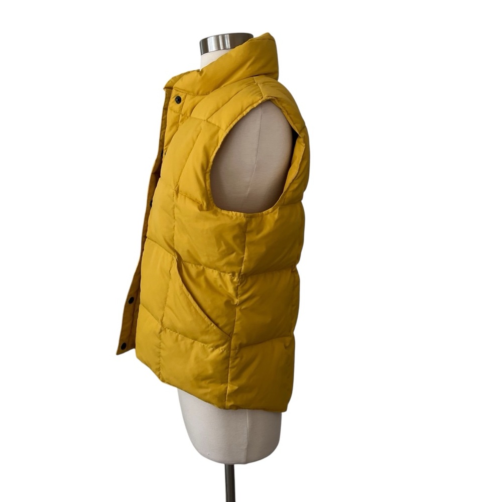 Vintage Lands’ End down button up puffer vest yellow nylon S - Picture 6 of 13